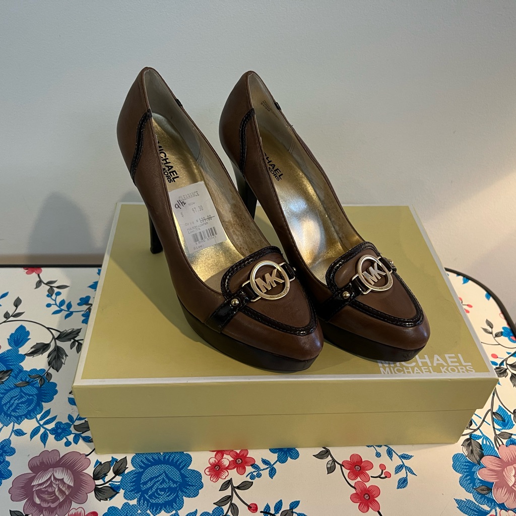 Michael Kors Women’s Brown Leather High Heels Size 9 1/2